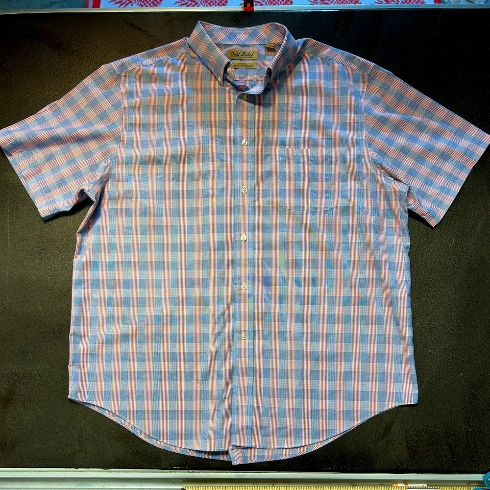 Roundtree & Yorke Gold Label Mens Size XL Short-Sleeve Button Front Shirt